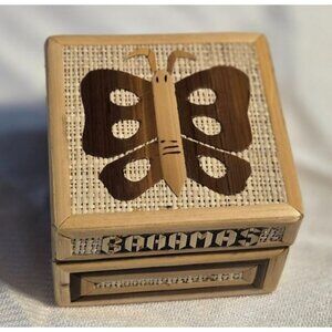 Bamboo Decorative Trinket Box Butterfly Bahamas Souvenir Novelty